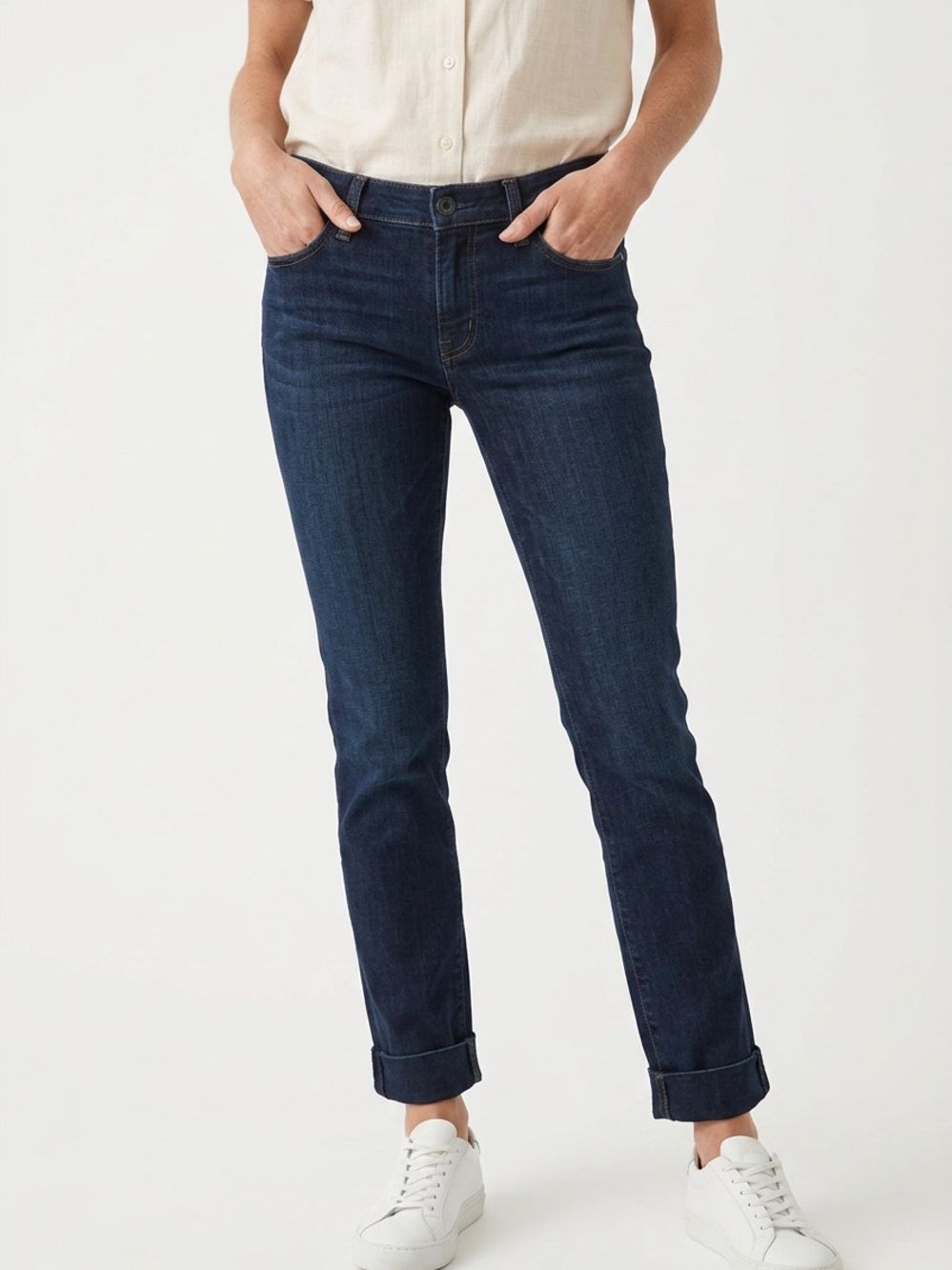 7 FOR ALL MANKIND | Edie Flood Dark Cuffed Denim Jeans Women’s Size 30 (10)